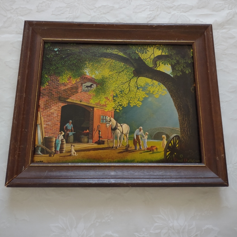 Paul Detlefsen painting vintage '60s artist signature wood frame